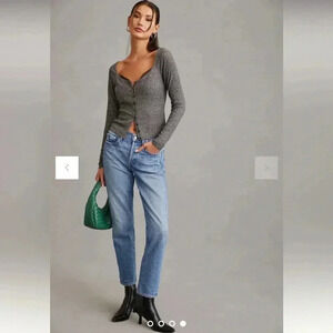 Anthropologie Ribbed Cardigan  Sweater with Lace Insert